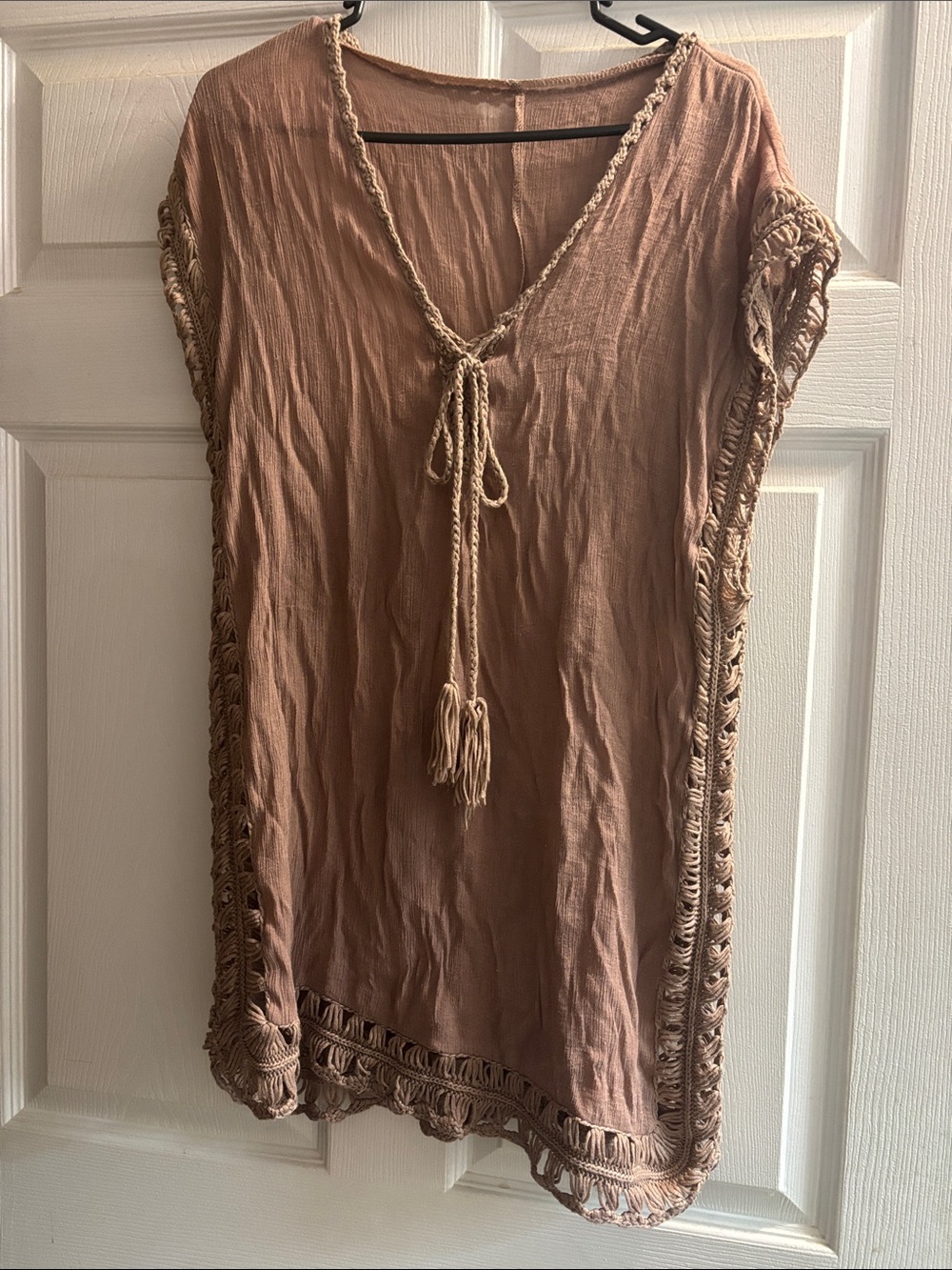 Boho Tassel Tie Tunic in Dusty Rose